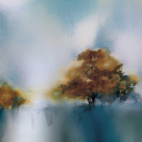Teal Breeze I White Modern Wood Framed Art Print with Double Matting by Prior, J.P.