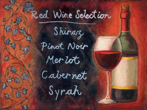 Red Wine Selection Black Ornate Wood Framed Art Print with Double Matting by Rafuse, Will