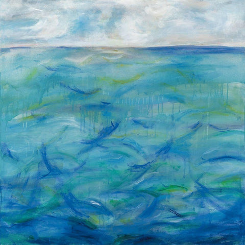 Deep Blue Gold Ornate Wood Framed Art Print with Double Matting by Eider, Georgia