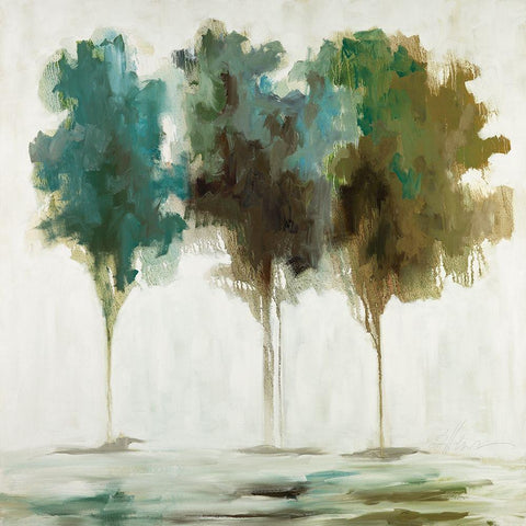 Spring Trees White Modern Wood Framed Art Print with Double Matting by Ellens, Jacqueline