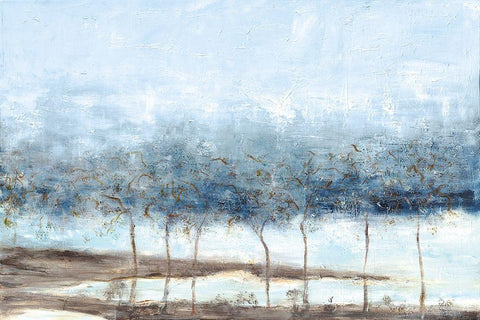 Riverside White Modern Wood Framed Art Print with Double Matting by Kadmiri, Aziz