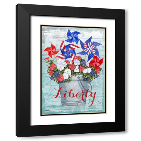 Patriotic Pinwheel - Petunias Black Modern Wood Framed Art Print with Double Matting by Brent, Paul