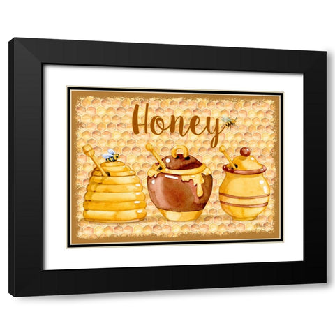 Honey Pot Horizontal - Honeycomb Black Modern Wood Framed Art Print with Double Matting by Brent, Paul