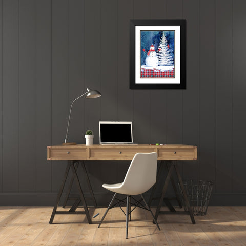 Frosted Snowman Vertical Black Modern Wood Framed Art Print with Double Matting by Brent, Paul