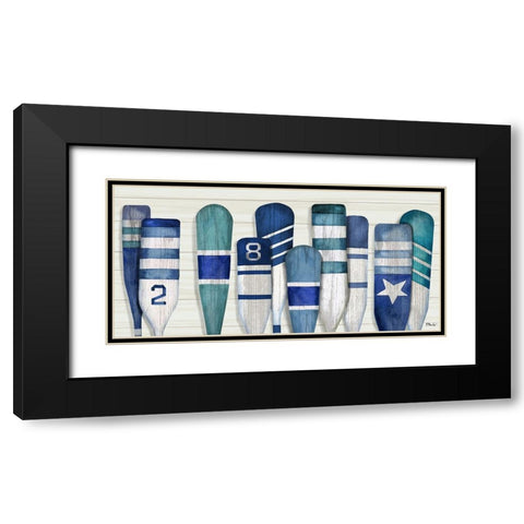 Port Oars Horizontal - Blue Black Modern Wood Framed Art Print with Double Matting by Brent, Paul
