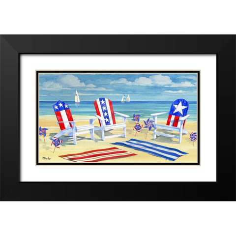 Patriotic Beach Horizontal Black Modern Wood Framed Art Print with Double Matting by Brent, Paul