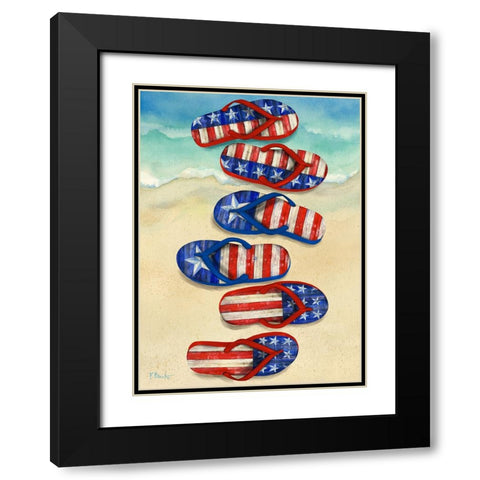 Freedom Flip Flops Vertical - Beach Black Modern Wood Framed Art Print with Double Matting by Brent, Paul