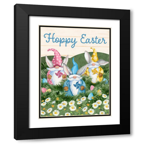 Easter Rabbit Gnomes Vertical Black Modern Wood Framed Art Print with Double Matting by Brent, Paul