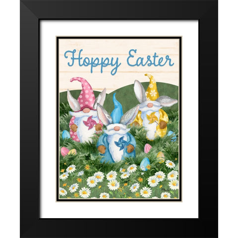 Easter Rabbit Gnomes Vertical Black Modern Wood Framed Art Print with Double Matting by Brent, Paul