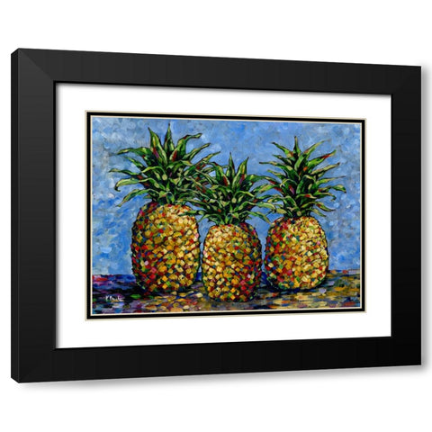 Impressions of Pineapples Horizontal II Black Modern Wood Framed Art Print with Double Matting by Brent, Paul