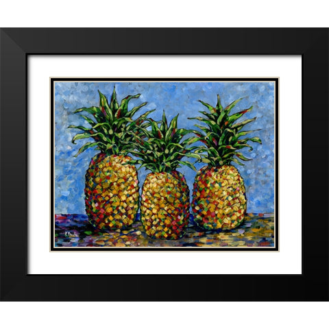Impressions of Pineapples Horizontal II Black Modern Wood Framed Art Print with Double Matting by Brent, Paul