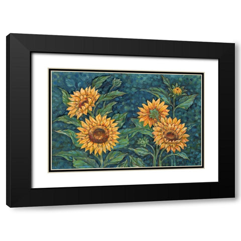 Impressions of Sunflowers Horizontal II Black Modern Wood Framed Art Print with Double Matting by Brent, Paul