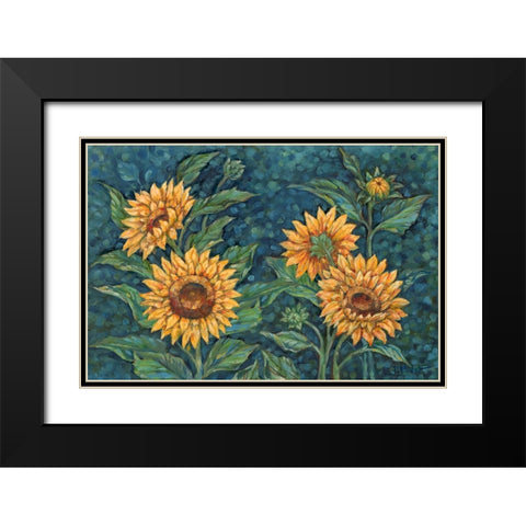 Impressions of Sunflowers Horizontal II Black Modern Wood Framed Art Print with Double Matting by Brent, Paul