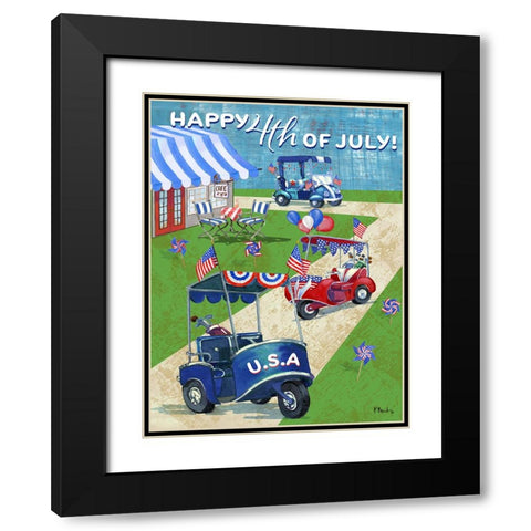 Patriotic Golf Time Vertical Black Modern Wood Framed Art Print with Double Matting by Brent, Paul