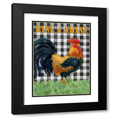 Rising Rooster Vertical Black Modern Wood Framed Art Print with Double Matting by Brent, Paul
