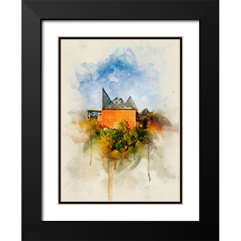 Aquarium From Above Watercolor Black Modern Wood Framed Art Print with Double Matting by Lee, Rachel