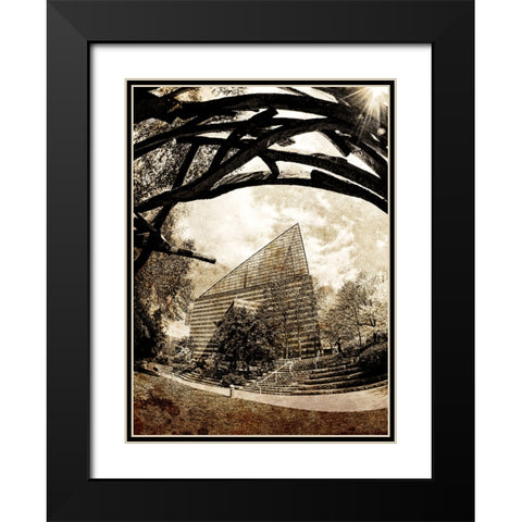 Aquarium Sun Grunge Black Modern Wood Framed Art Print with Double Matting by Lee, Rachel