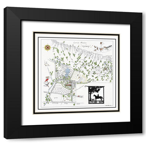 Ashland Farms Map Drawing Black Modern Wood Framed Art Print with Double Matting by Lee, Rachel