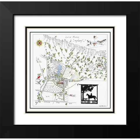 Ashland Farms Map Drawing Black Modern Wood Framed Art Print with Double Matting by Lee, Rachel