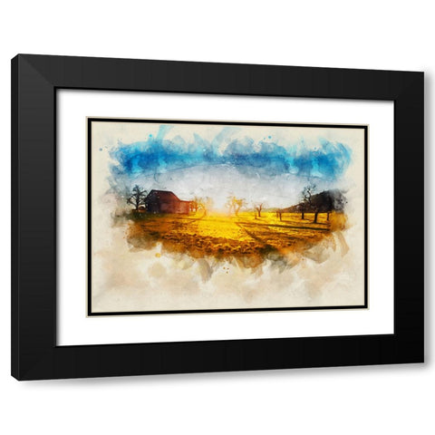 Barn 5 Watercolor Black Modern Wood Framed Art Print with Double Matting by Lee, Rachel