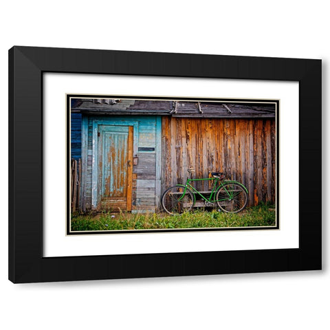 Barn And Bike Black Modern Wood Framed Art Print with Double Matting by Lee, Rachel