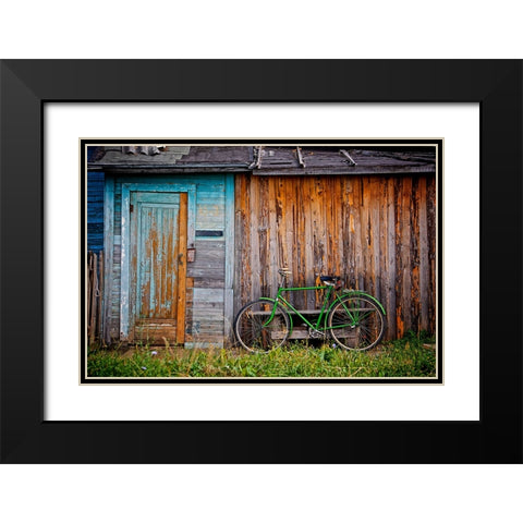 Barn And Bike Black Modern Wood Framed Art Print with Double Matting by Lee, Rachel