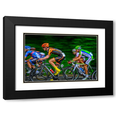 Bikers Black Modern Wood Framed Art Print with Double Matting by Lee, Rachel