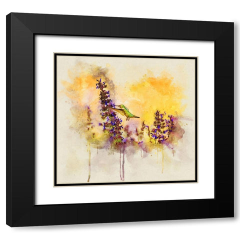 Bird 50 Watercolor Black Modern Wood Framed Art Print with Double Matting by Lee, Rachel