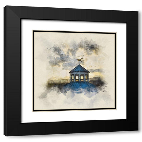 Carousel Last Light Watercolor Black Modern Wood Framed Art Print with Double Matting by Lee, Rachel