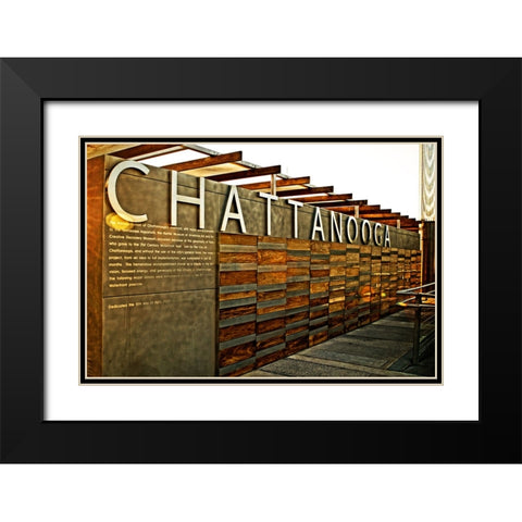 Chatt Pier Sign Black Modern Wood Framed Art Print with Double Matting by Lee, Rachel