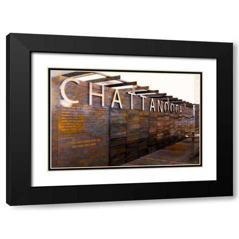 Chatt Pier Sign Lucky Enough Black Modern Wood Framed Art Print with Double Matting by Lee, Rachel