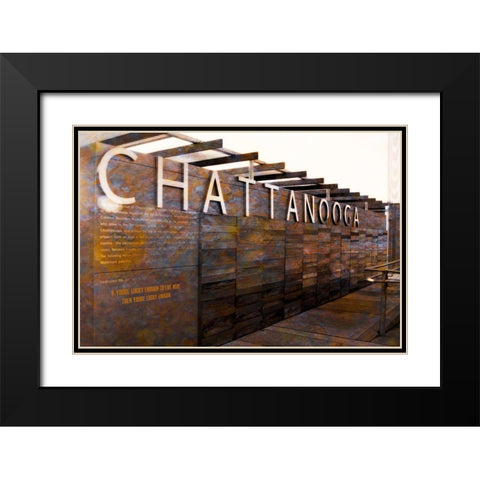 Chatt Pier Sign Lucky Enough Black Modern Wood Framed Art Print with Double Matting by Lee, Rachel