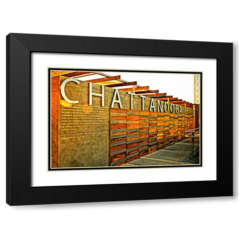 Chatt Pier Sign Metallic Black Modern Wood Framed Art Print with Double Matting by Lee, Rachel