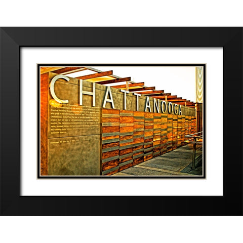 Chatt Pier Sign Metallic Black Modern Wood Framed Art Print with Double Matting by Lee, Rachel