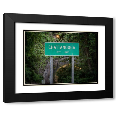 Chattanooga City Limit Black Modern Wood Framed Art Print with Double Matting by Lee, Rachel