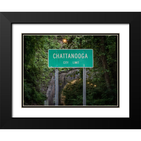 Chattanooga City Limit Black Modern Wood Framed Art Print with Double Matting by Lee, Rachel