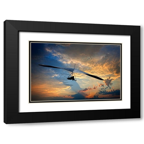 Chattanooga Hang Gliding Black Modern Wood Framed Art Print with Double Matting by Lee, Rachel