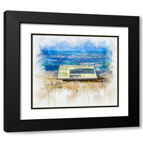 Chattanooga Missionary Ridge Plaque Watercolor Black Modern Wood Framed Art Print with Double Matting by Lee, Rachel