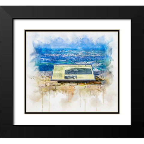 Chattanooga Missionary Ridge Plaque Watercolor Black Modern Wood Framed Art Print with Double Matting by Lee, Rachel