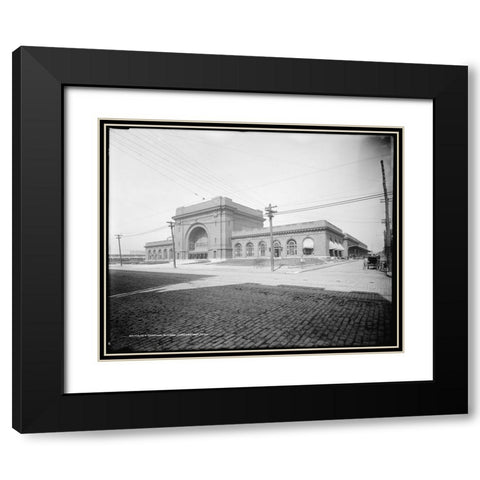 Choo Choo Hotel Antique Black Modern Wood Framed Art Print with Double Matting by Lee, Rachel