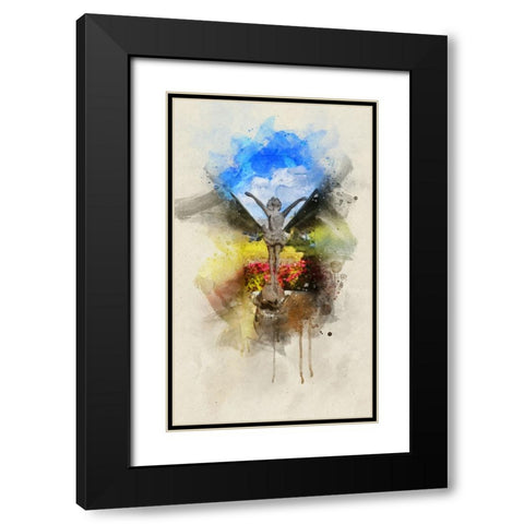 Choo Choo Pixie Watercolor Black Modern Wood Framed Art Print with Double Matting by Lee, Rachel