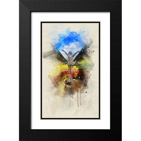Choo Choo Pixie Watercolor Black Modern Wood Framed Art Print with Double Matting by Lee, Rachel