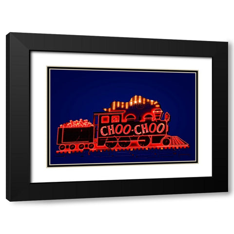 Choo Choo Sign Black Modern Wood Framed Art Print with Double Matting by Lee, Rachel