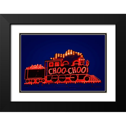 Choo Choo Sign Black Modern Wood Framed Art Print with Double Matting by Lee, Rachel