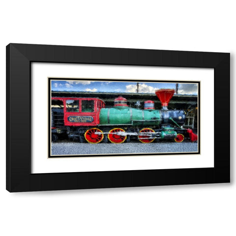 Choo Choo Train Oil Paint Black Modern Wood Framed Art Print with Double Matting by Lee, Rachel