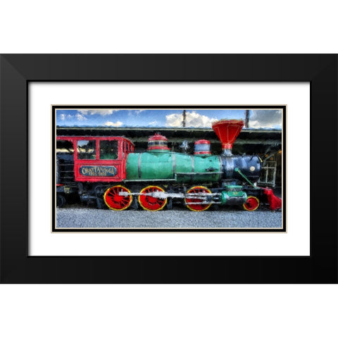 Choo Choo Train Oil Paint Black Modern Wood Framed Art Print with Double Matting by Lee, Rachel
