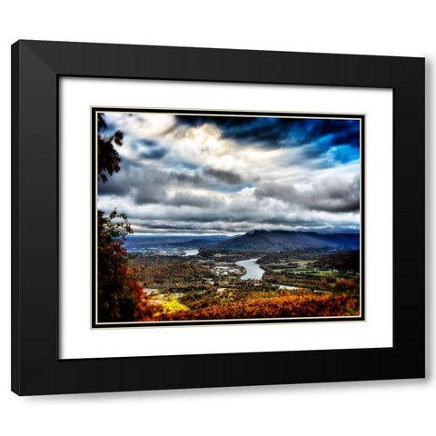 Fall View to Lookout Glow Black Modern Wood Framed Art Print with Double Matting by Lee, Rachel