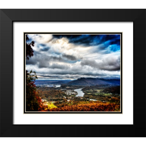 Fall View to Lookout Glow Black Modern Wood Framed Art Print with Double Matting by Lee, Rachel