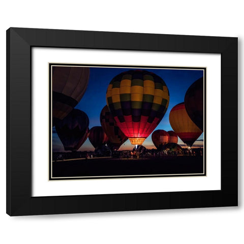 Hot Air Balloon 3 Black Modern Wood Framed Art Print with Double Matting by Lee, Rachel