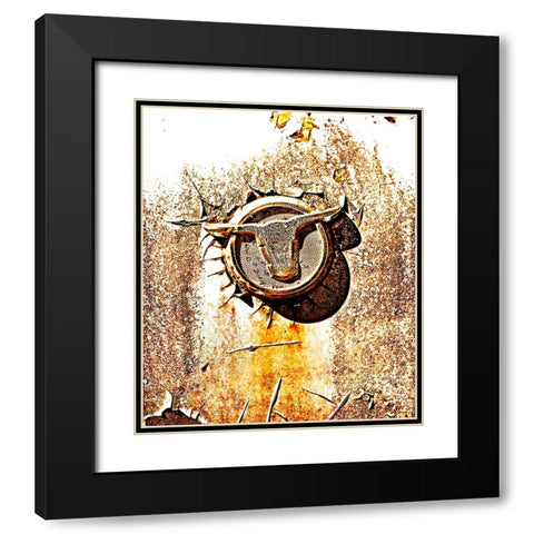 Longhorn Black Modern Wood Framed Art Print with Double Matting by Lee, Rachel